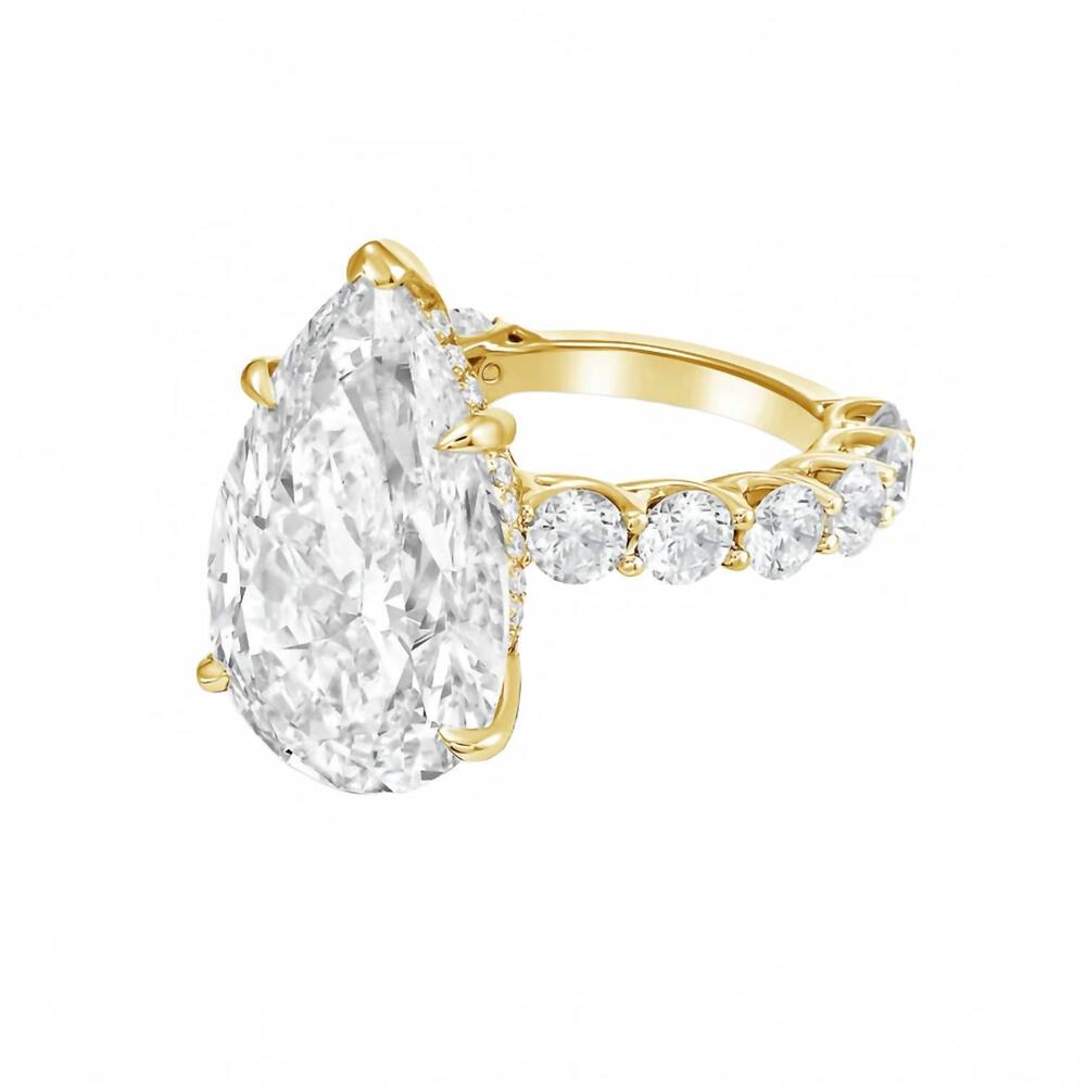 NEW DIANA M JEWELS women's pear & round lab-grown diamond fashion ring (12.00 ct